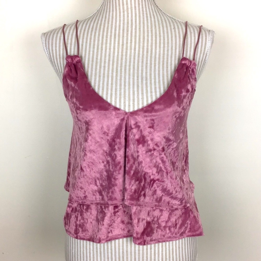EXPRESS 111 Crop Top Mauve Crushed Velvet Double Layer  XS